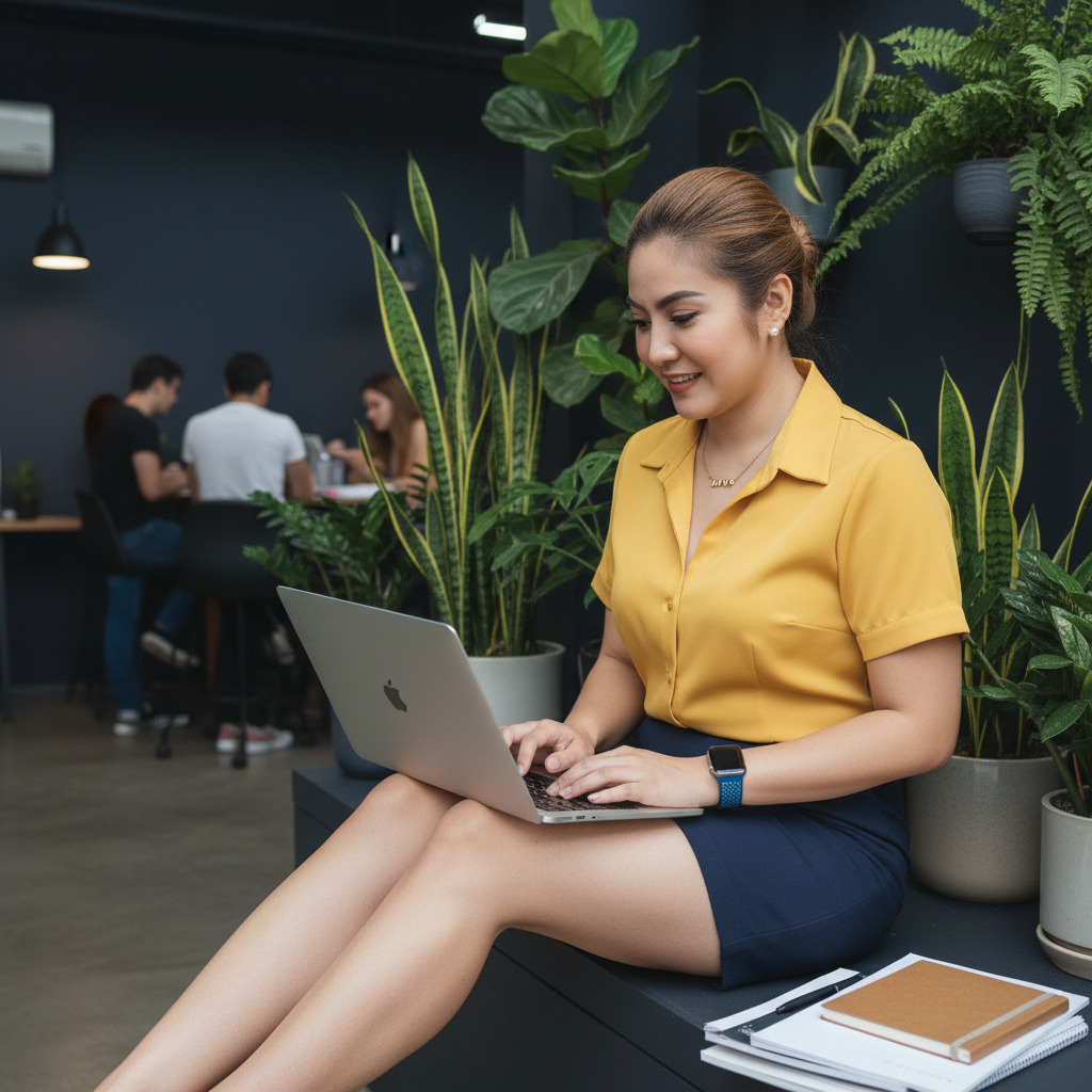 Clarissa Clablio sedang membantu proses persiapan software agar perangkat pengguna lebih siap dipakai untuk pekerjaan digital.